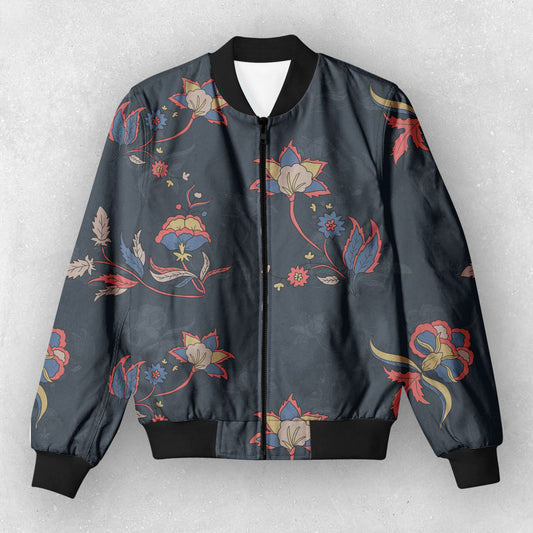 UNISEX ETHNIC FLORAL PRINT BOMBER JACKET