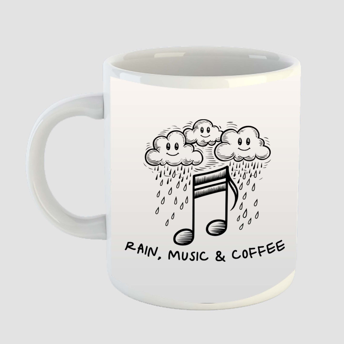 RAIN MUSIC COFFEE MUG - WHITE