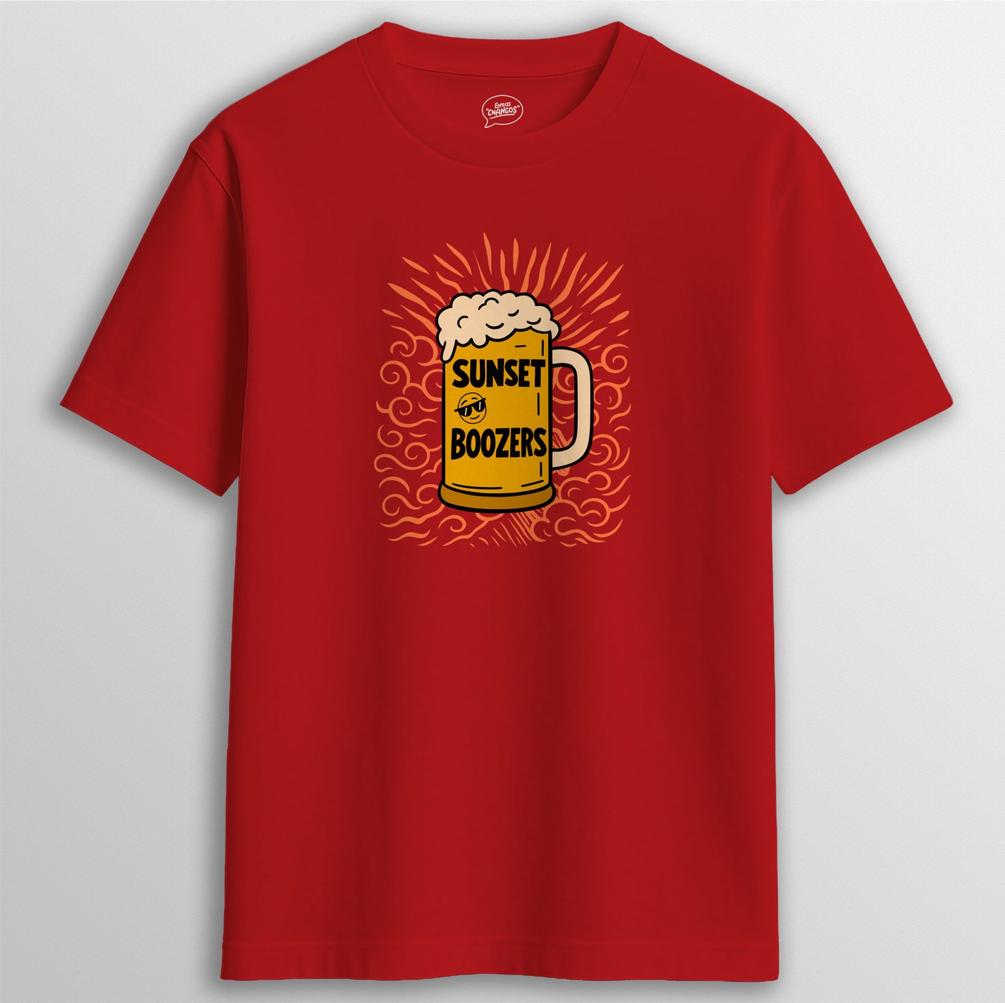 SUNSET BOOZERS TEE RED