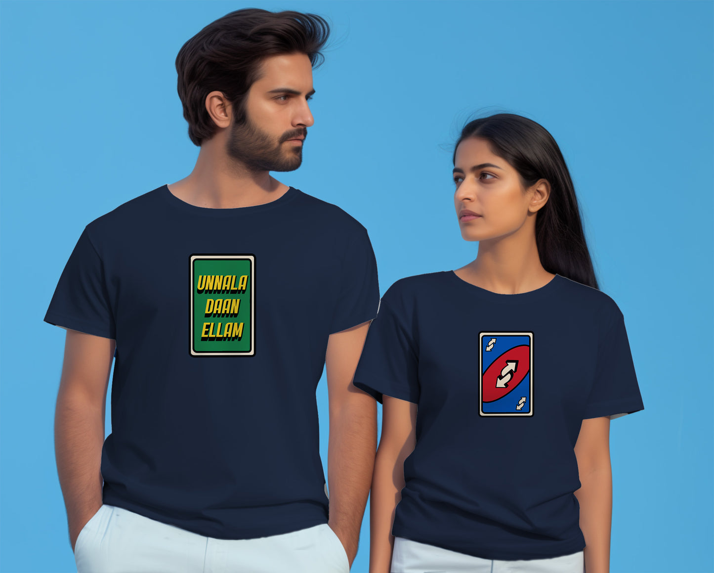 UNO REVERSE COUPLE TEE - NAVY