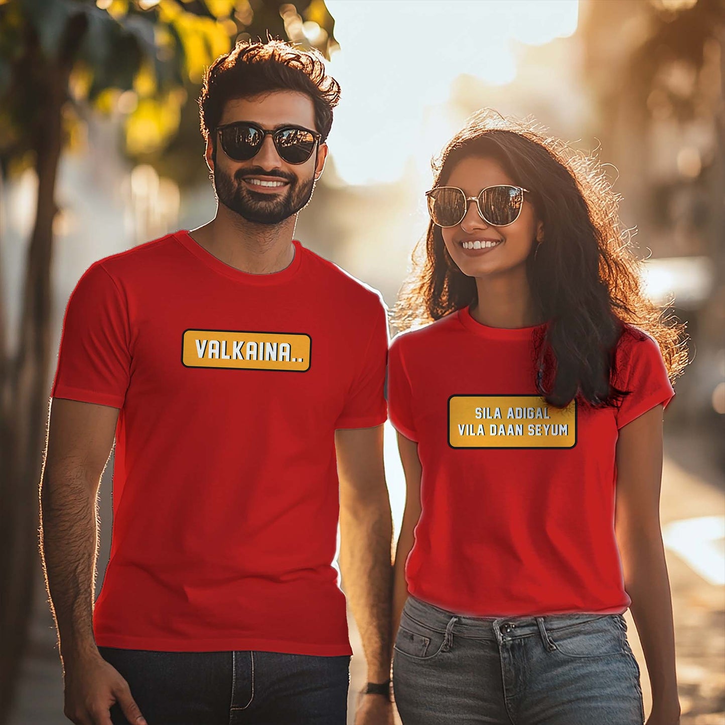 VALKAINA SILA ADIGAL VILA DAAN SEIYUM - COUPLE TEE - RED