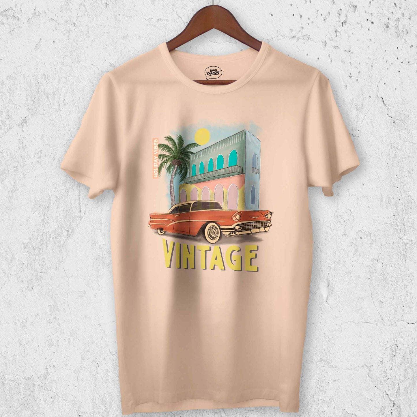 VINTAGE CAR TEE - PEACH