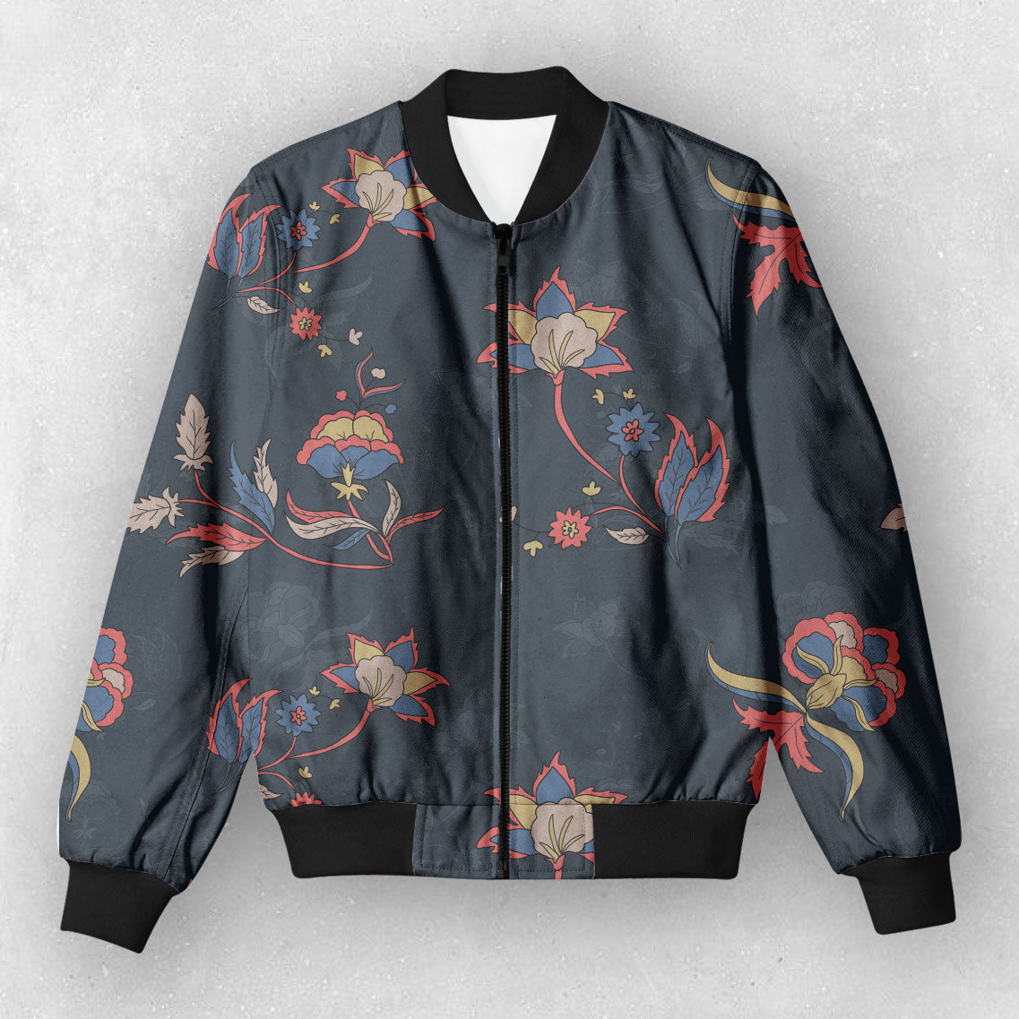 UNISEX ETHNIC FLORAL PRINT BOMBER JACKET