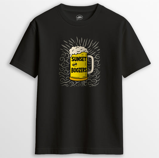 SUNSET BOOZERS TEE - BLACK