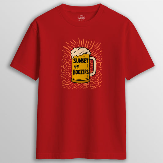 SUNSET BOOZERS TEE RED