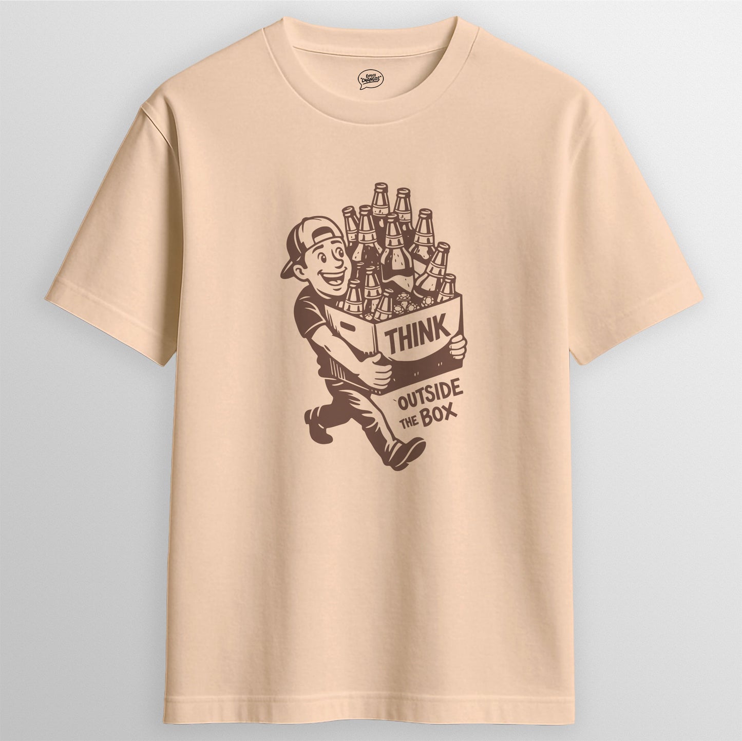 THINK OUTSIDE THE BOX T-SHIRT, PEACH & OFF WHITE | Express Changos