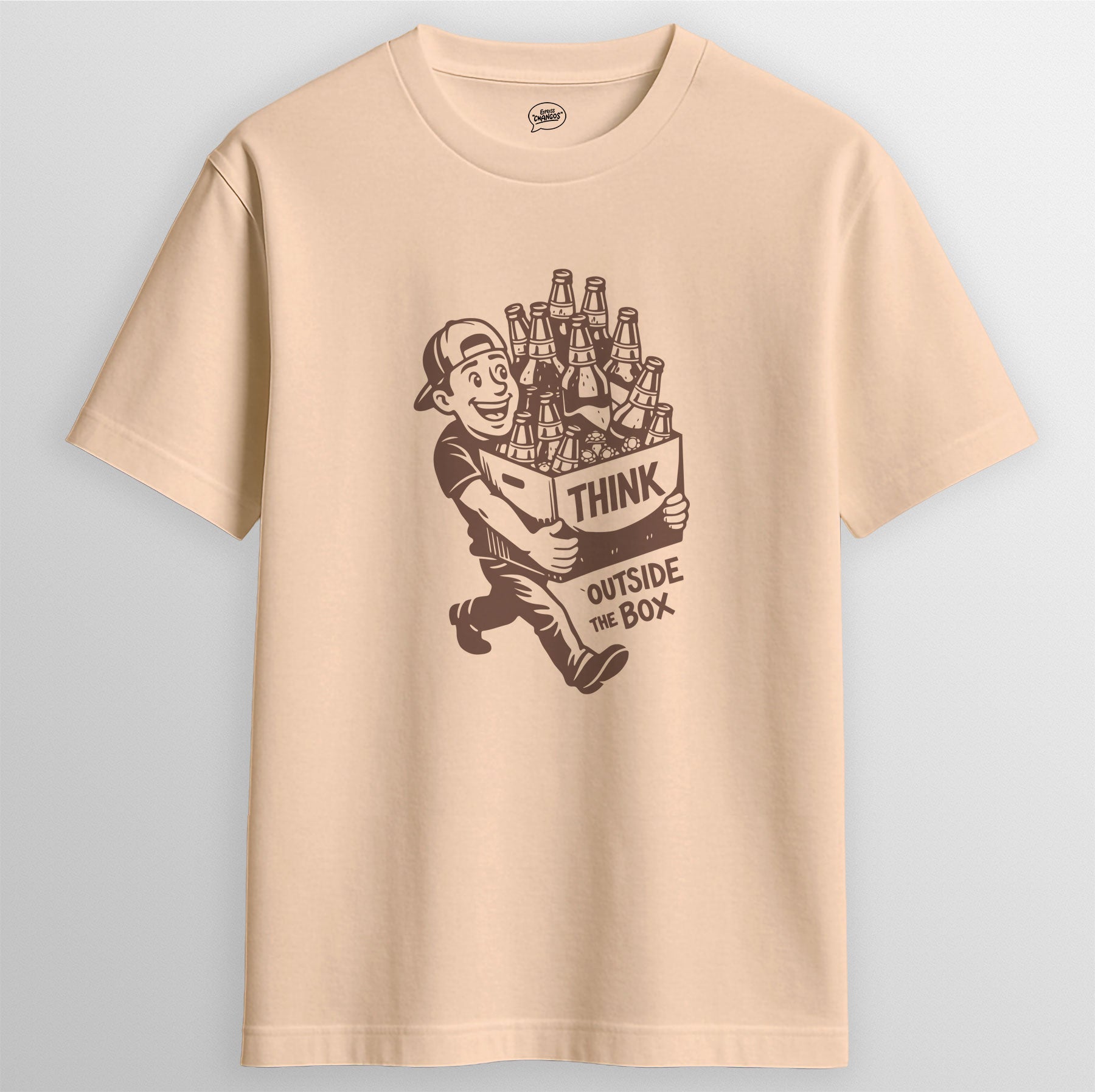 THINK OUTSIDE THE BOX T-SHIRT, PEACH & OFF WHITE | Express Changos