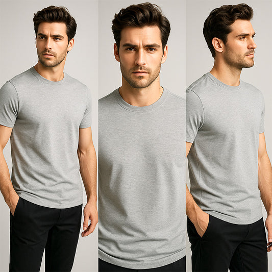 SOLID TEE - GREY MELANGE