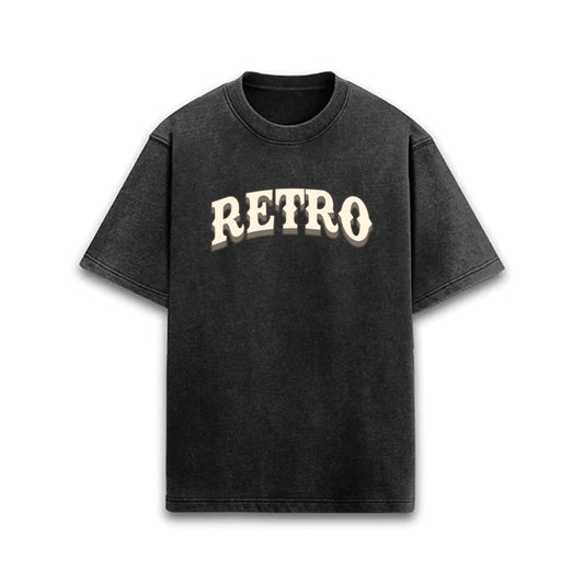RETRO TEE - BLACK ACID WASHED